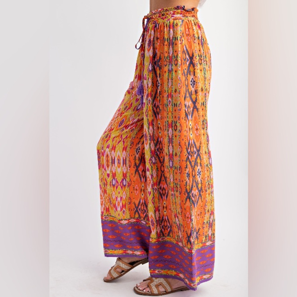 #339 Firm🌸New! Easel Boho Vibrant Wide-Leg Pants
